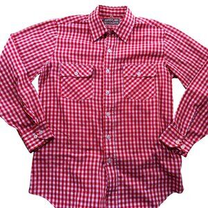 Vintage Medium Western Shirt Youngbloods Red Gingham Long Sleeve Button-Up 1980s